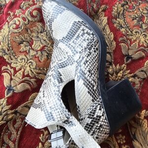 MIA Black and White Snake Print Ankle Boots